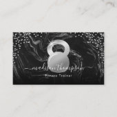 Moderne Silver Black Kettlebell Fitness Visitenkarte (Vorderseite)