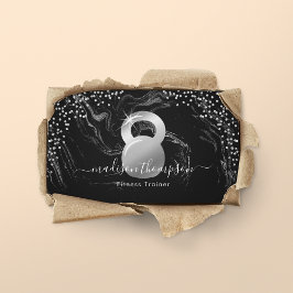 Moderne Silver Black Kettlebell Fitness Visitenkarte