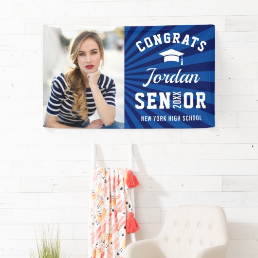 Moderne Silver Blue Abschluss Class 2024 FOTO Banner (Insitu)