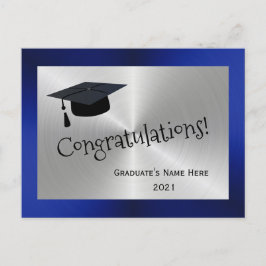 Moderne Silver Blue Cap Herzlichen Glückwunsch Abs Postkarte