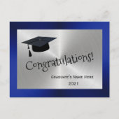 Moderne Silver Blue Cap Herzlichen Glückwunsch Abs Postkarte (Vorderseite)