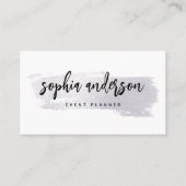 Moderne Silver Brush Stroke und Skripte auf Weiß Visitenkarte (Vorderseite)