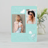 Moderne Silver Butterfly Foto Graduation Party Folieneinladung (Stehend vorne)