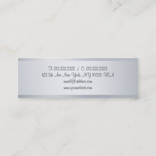 Moderne Silver Calligraphy Script Elegant Template Mini Visitenkarte (Rückseite)
