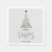 Moderne Silver Christmas Tree Holiday Napkins Serviette (Vorderseite)