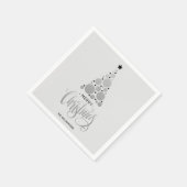 Moderne Silver Christmas Tree Holiday Napkins Serviette (Ecke)