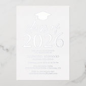 Moderne Silver Class of 2025 Graduation Party Folieneinladung (Vorderseite)