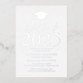 Moderne Silver Class of 2025 Graduation Party Folieneinladung (Vorderseite)