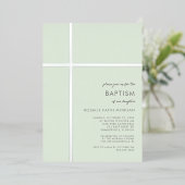 Moderne Silver Cross Taufe Christening Einladung (Stehend vorne)