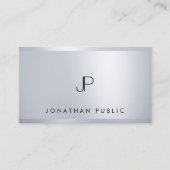 Moderne Silver-elegante Monogram-Vorlage Visitenkarte (Vorderseite)