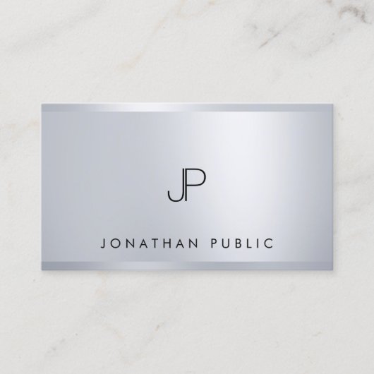 Moderne Silver-elegante Monogram-Vorlage Visitenkarte (Vorderseite)