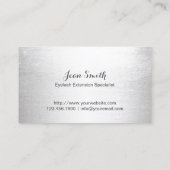 Moderne Silver Eyelash Extensions Lashes Visitenkarte (Rückseite)