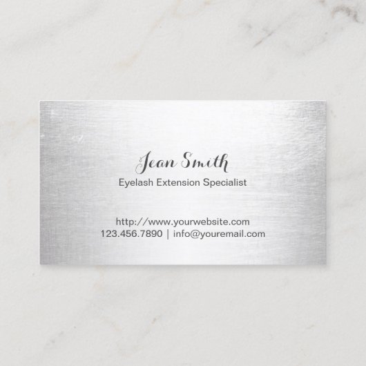 Moderne Silver Eyelash Extensions Lashes Visitenkarte (Rückseite)