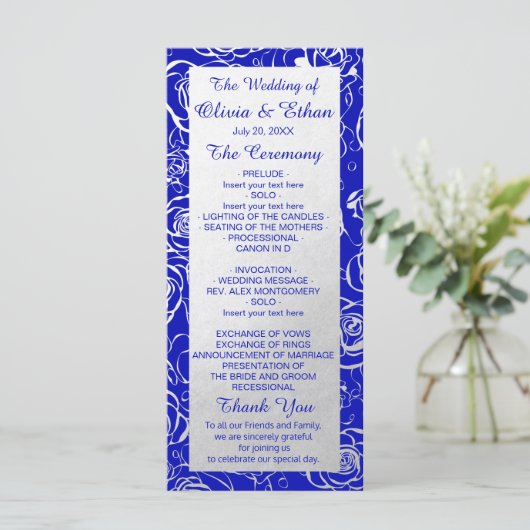 Moderne Silver Floral on Royal Blue Programm (Stehend Vorderseite)