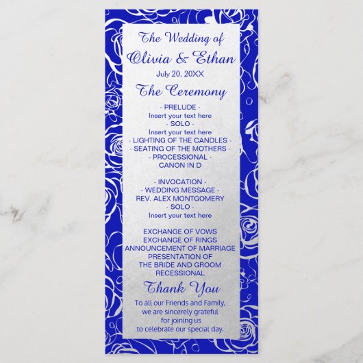 Moderne Silver Floral on Royal Blue Programm (Vorderseite)