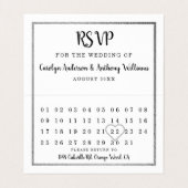 Moderne Silver Foil Calendar RSVP Card Visitenkarten (Innenseite Aufgefaltet)