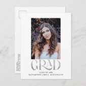 Moderne Silver Foil Foto Graduation Party Ankündigungspostkarte (Vorne/Hinten)