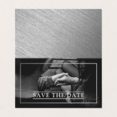 Moderne Silver Foil Foto Save the Date Card Visitenkarten (Außenseite Aufgefaltet)