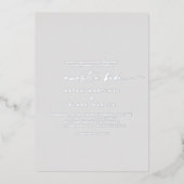 Moderne Silver Foil Script | Graue Spanische Hochz Folieneinladung (Vorderseite)