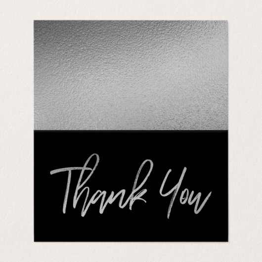 Moderne Silver Foil Script Hochzeit Danke Karte (Außenseite Aufgefaltet)