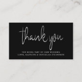 Moderne Silver Foil Script Hochzeit Vielen Dank Begleitkarte (Vorderseite)