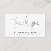 Moderne Silver Foil Script Hochzeit Vielen Dank Begleitkarte (Vorderseite)