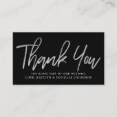 Moderne Silver Foil Script Hochzeit Vielen Dank Begleitkarte (Vorderseite)