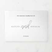 Moderne Silver Foil Script Wedding Suite Dreifach Gefaltete Einladung (Cover)