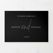 Moderne Silver Foil Script Wedding Suite Dreifach Gefaltete Einladung (Cover)