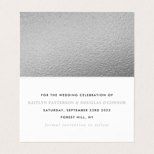 Moderne Silver Foil Skripte ändern die Datumskarte Visitenkarten (Innenseite Aufgefaltet)