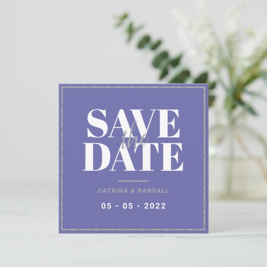 Moderne Silver Frame Wedding speichert die Datumsk Save The Date (Stehend Vorderseite)
