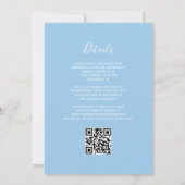 Moderne Silver Glitzer Baby Blue QR Code Hochzeit Einladung (Rückseite)