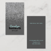 Moderne Silver Glitzer Business Card Visitenkarte (Vorne/Hinten)