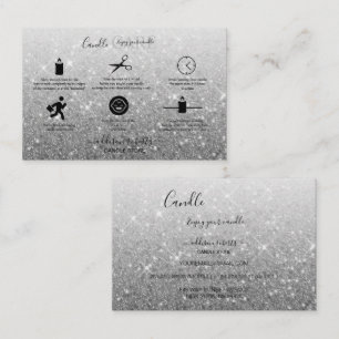 Moderne Silver Glitzer Candle Care Business Card Visitenkarte