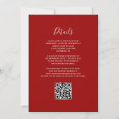 Moderne Silver Glitzer Crimson Red QR Code Hochzei Einladung (Rückseite)
