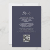 Moderne Silver Glitzer Dark Blue QR Code Hochzeit Einladung (Rückseite)