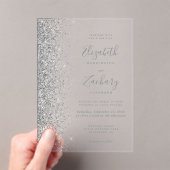 Moderne Silver Glitzer Edge Wedding Acryleinladungen (Insitu (Handheld))