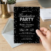 Moderne Silver Glitzer Glitzern Graduation Party Einladung
