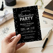 Moderne Silver Glitzer Glitzern Graduation Party Einladung