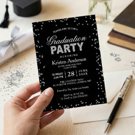 Moderne Silver Glitzer Glitzern Graduation Party Einladung