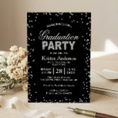 Moderne Silver Glitzer Glitzern Graduation Party Einladung
