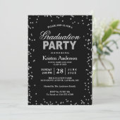 Moderne Silver Glitzer Glitzern Graduation Party Einladung (Stehend Vorderseite)