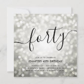 Moderne Silver Glitzer Lights 40. Geburtstag Einladung (Vorderseite)