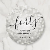 Moderne Silver Glitzer Lights 40. Geburtstag Geschenkanhänger (Vorderseite)