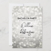 Moderne Silver Glitzer Lights Bachelor Party Einladung (Vorderseite)