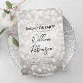 Moderne Silver Glitzer Lights Bachelor Party Einladung