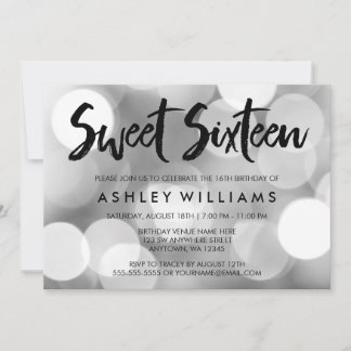 Moderne Silver Glitzer Lights Sweet 16 Einladungen