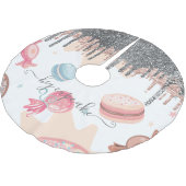 Moderne Silver Glitzer Tropfen Candy Süßigkeiten Polyester Weihnachtsbaumdecke (Schrägansicht)