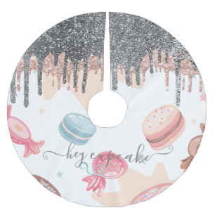 Moderne Silver Glitzer Tropfen Candy Süßigkeiten Polyester Weihnachtsbaumdecke