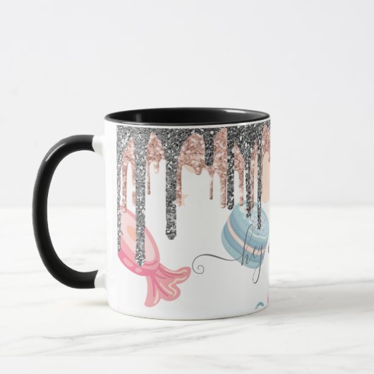 Moderne Silver Glitzer Tropfen Candy Süßigkeiten Tasse (Links)